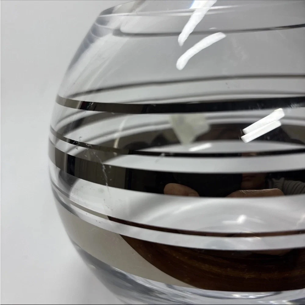 Lenox Kate Spade Crystal Rose Bowl Vase Hampton Street platinum stripe Heavy